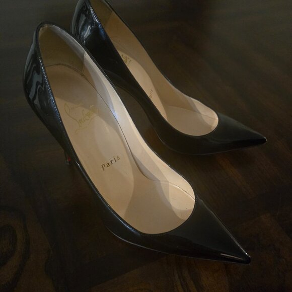 Christian Louboutin Decollete Size 36 100mm Black Patent Heels - Picture 2 of 6